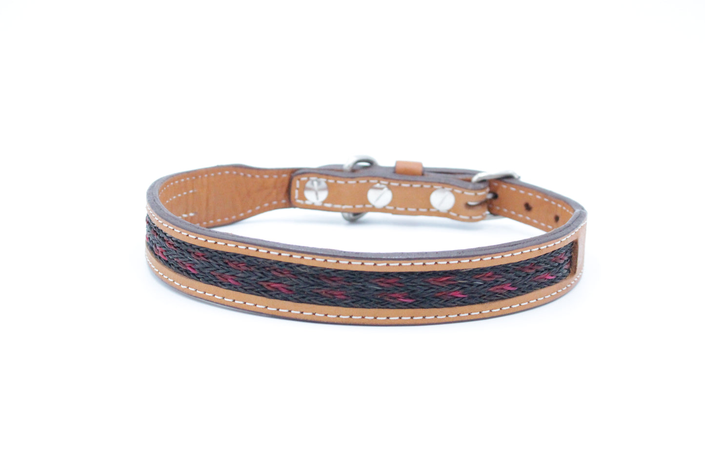 DESIGNER BRAIDED Black & Red Striped Dog Collar