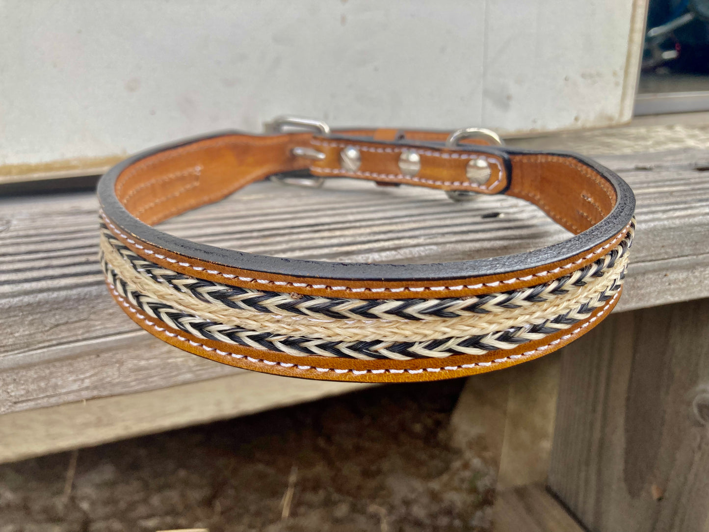 DESIGNER BRAIDED STRIPED Dog Collar