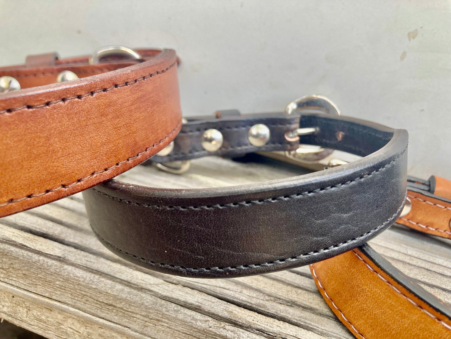 DESIGNER STITCHED GENUINE Dog Collar