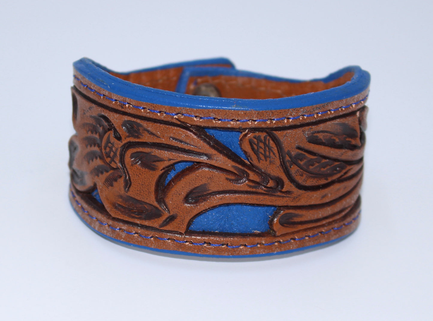 DESIGNER BLUE Leather Flower Bracelet